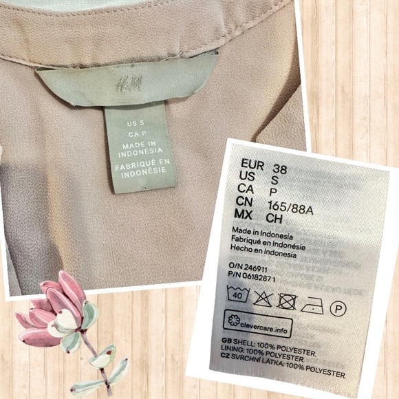 H&M Powder Pink V-Neck Short Sleeve Flounce Dress Women’s Small - Picture 5 of 6